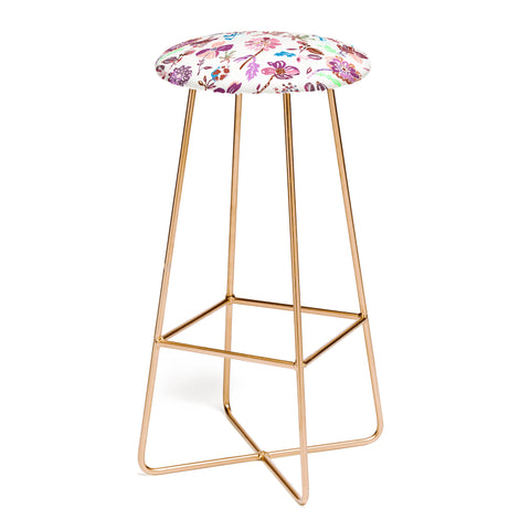 Rachelle Roberts Zinnia Folk Floral Bar Stool