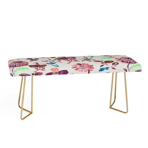 Rachelle Roberts Zinnia Folk Floral Bench