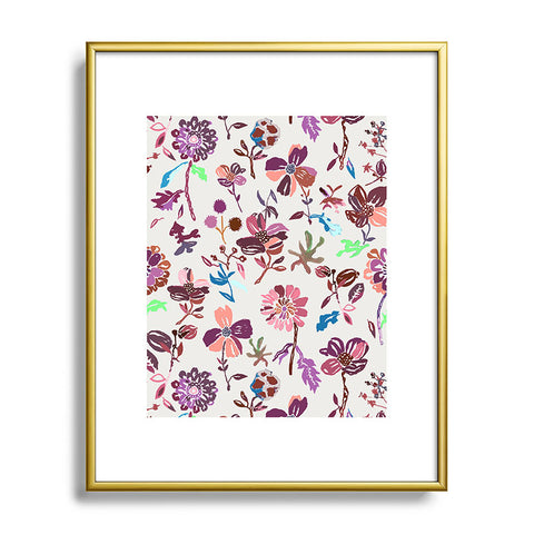 Rachelle Roberts Zinnia Folk Floral Metal Framed Art Print