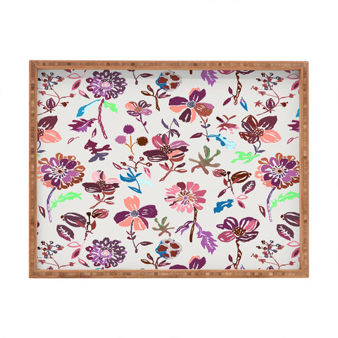 Rachelle Roberts Zinnia Folk Floral Rectangular Tray