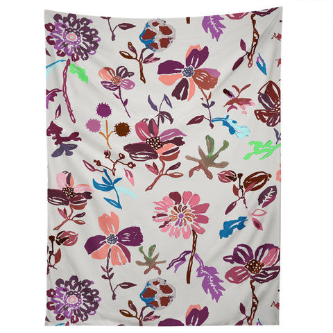 Rachelle Roberts Zinnia Folk Floral Tapestry