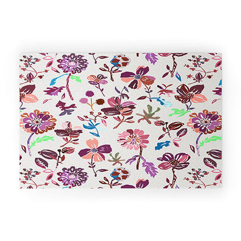 Rachelle Roberts Zinnia Folk Floral Welcome Mat