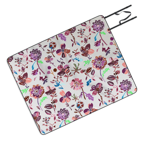 Rachelle Roberts Zinnia Folk Floral Picnic Blanket