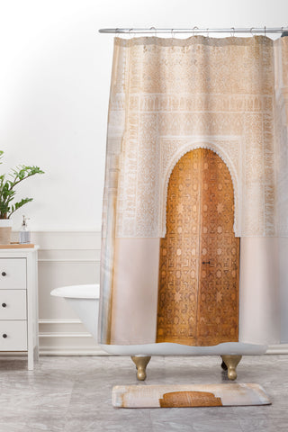 raisazwart Alhambra door Granada Spain Shower Curtain And Mat