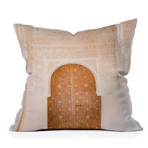 raisazwart Alhambra door Granada Spain Throw Pillow