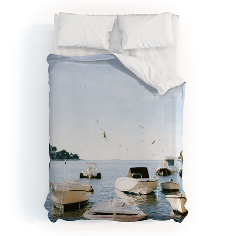raisazwart Boats of Hvar Croatia ocean Duvet Cover
