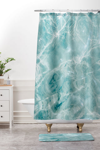 raisazwart Clear blue water Colorful ocean Shower Curtain And Mat