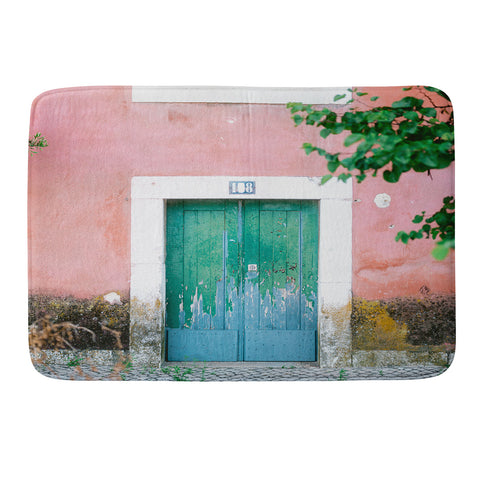raisazwart Colorful door in Lisbon Portugal Memory Foam Bath Mat
