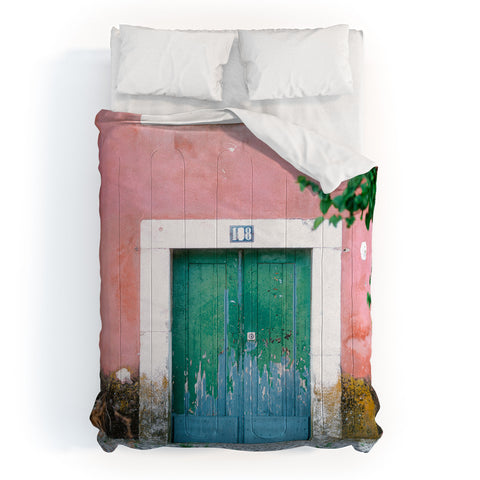 raisazwart Colorful door in Lisbon Portugal Comforter
