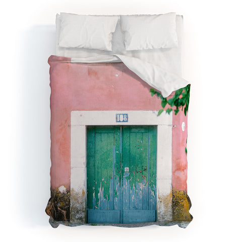 raisazwart Colorful door in Lisbon Portugal Duvet Cover