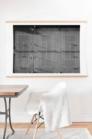 raisazwart Grey tennis court at sunrise Art Print And Hanger