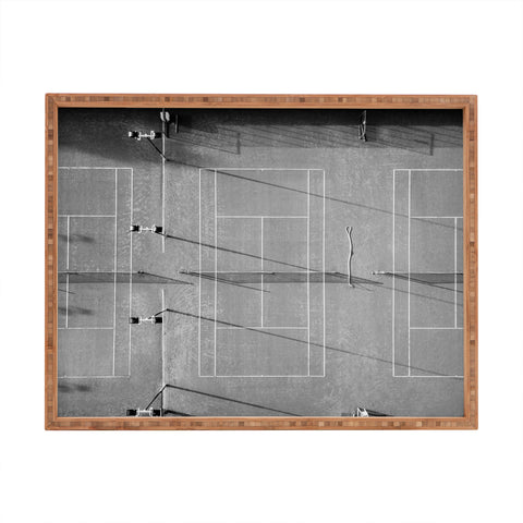 raisazwart Grey tennis court at sunrise Rectangular Tray