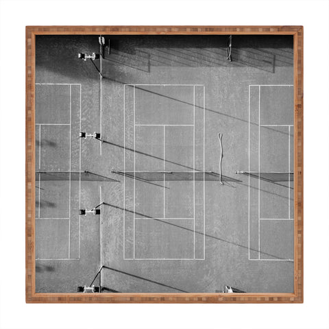 raisazwart Grey tennis court at sunrise Square Tray