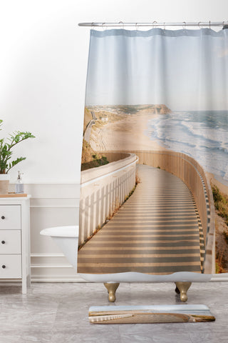 raisazwart Praia Azul Summer vibes Portugal Shower Curtain And Mat