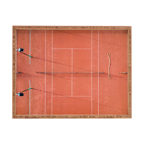 raisazwart Red tennis court at sunrise Rectangular Tray