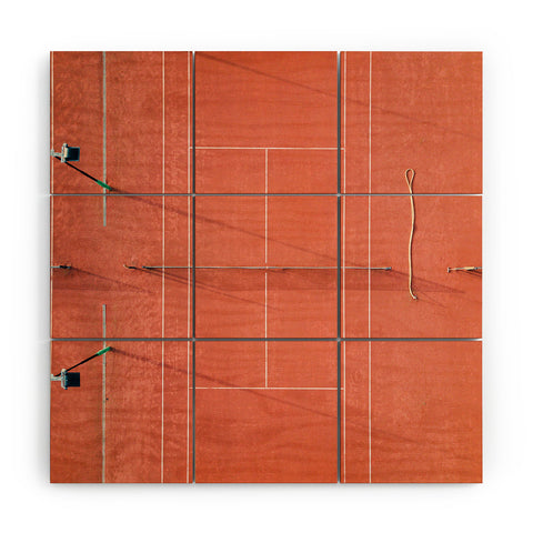 raisazwart Red tennis court at sunrise Wood Wall Mural