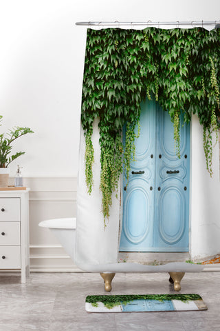 raisazwart The blue door of Montmartre Paris Shower Curtain And Mat