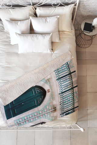 raisazwart The green door Lisbon Portugal Fleece Throw Blanket