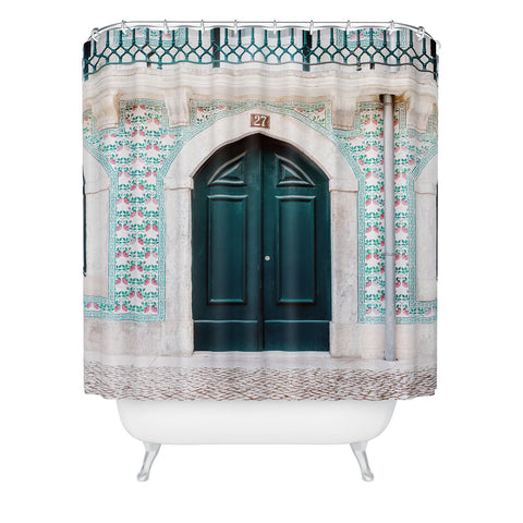 raisazwart The green door Lisbon Portugal Shower Curtain