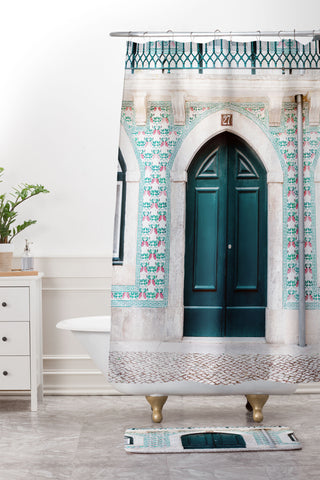 raisazwart The green door Lisbon Portugal Shower Curtain And Mat