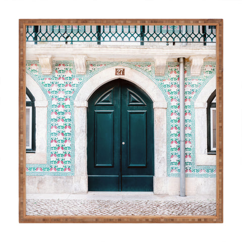 raisazwart The green door Lisbon Portugal Square Tray