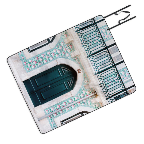 raisazwart The green door Lisbon Portugal Picnic Blanket