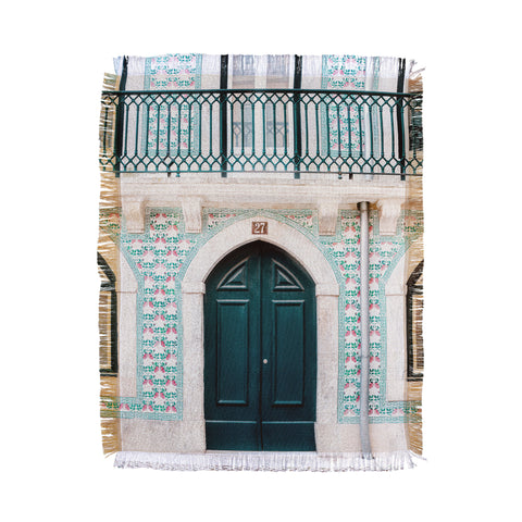 raisazwart The green door Lisbon Portugal Throw Blanket