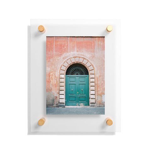 raisazwart Turquoise Green door in Trastevere Rome Floating Acrylic Print