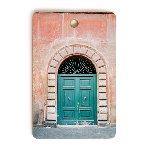 raisazwart Turquoise Green door in Trastevere Rome Cutting Board Rectangle