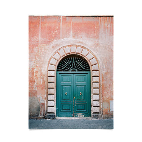 raisazwart Turquoise Green door in Trastevere Rome Poster