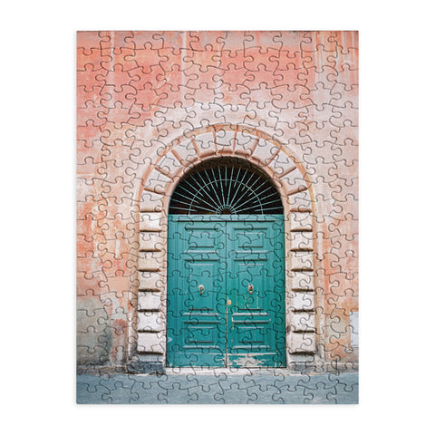 raisazwart Turquoise Green door in Trastevere Rome Puzzle