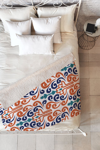 Raven Jumpo Adobe Damask Fleece Throw Blanket