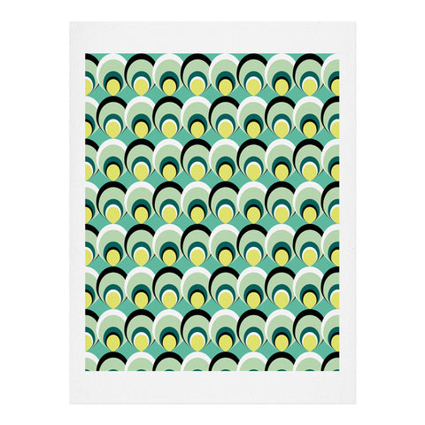 Raven Jumpo Blue Green Scallops Art Print
