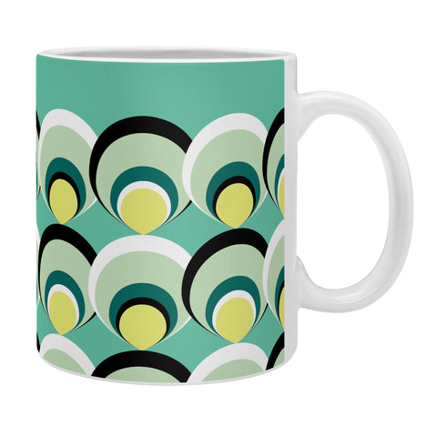 Raven Jumpo Blue Green Scallops Coffee Mug