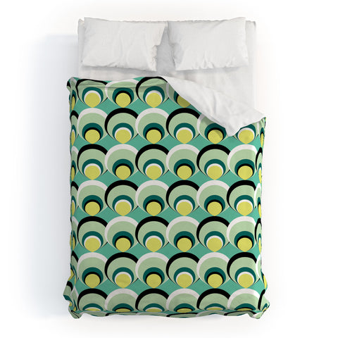 Raven Jumpo Blue Green Scallops Duvet Cover