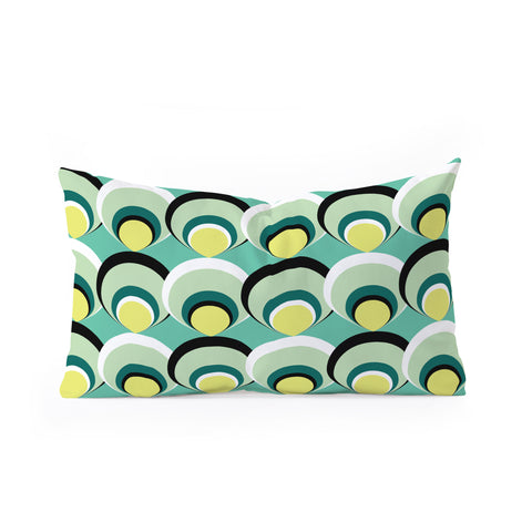 Raven Jumpo Blue Green Scallops Oblong Throw Pillow