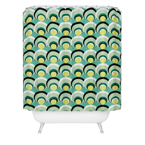 Raven Jumpo Blue Green Scallops Shower Curtain