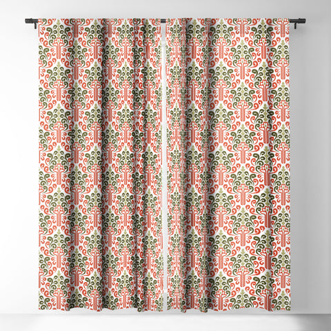 Raven Jumpo Coral Damask Blackout Window Curtain