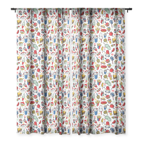 Raven Jumpo Food Fair Sheer Window Curtain