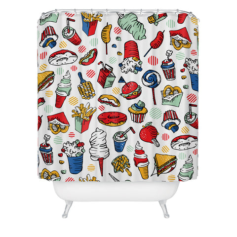Raven Jumpo Food Fair Shower Curtain