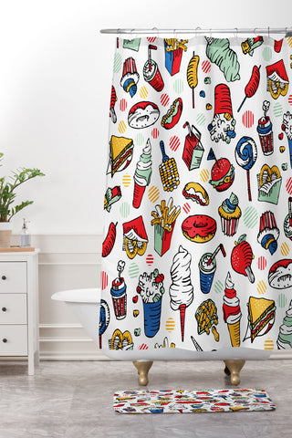 Raven Jumpo Food Fair Shower Curtain And Mat
