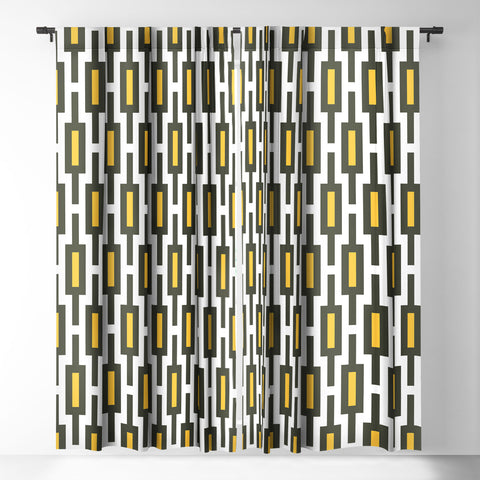 Raven Jumpo Grey Gold Geometry Blackout Window Curtain