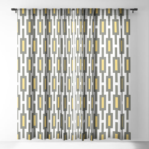Raven Jumpo Grey Gold Geometry Sheer Window Curtain