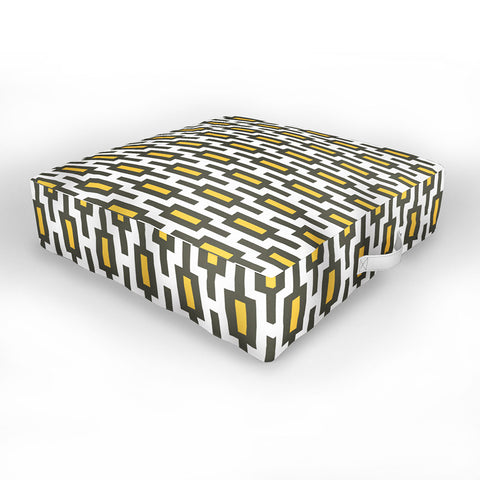 Raven Jumpo Grey Gold Geometry Outdoor Floor Cushion