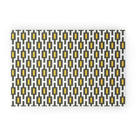 Raven Jumpo Grey Gold Geometry Welcome Mat