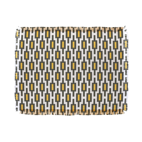 Raven Jumpo Grey Gold Geometry Throw Blanket