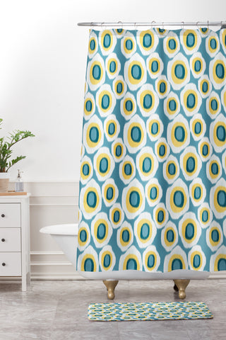 Raven Jumpo Ikat Circles Polar Shower Curtain And Mat