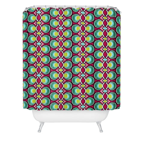 Raven Jumpo Ikat Latice Green Shower Curtain