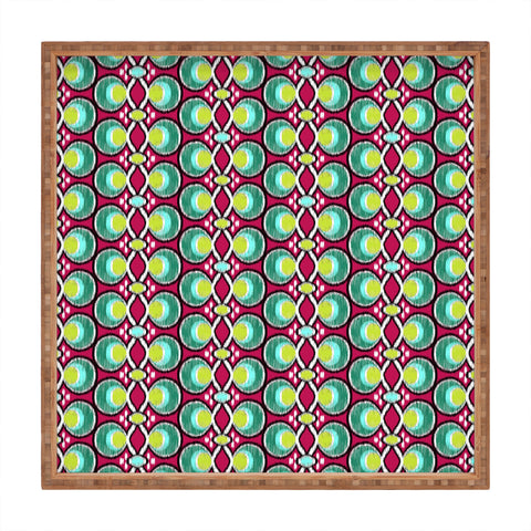 Raven Jumpo Ikat Latice Green Square Tray