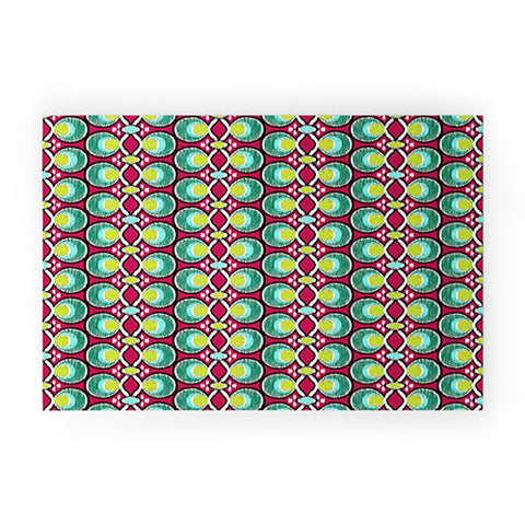 Raven Jumpo Ikat Latice Green Welcome Mat